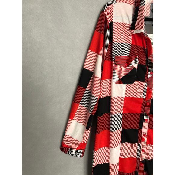 White Mark Women's Size 1XL Plaid Tunic Top in Red NEW - Picture 2 of 6